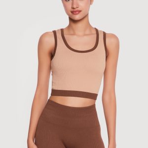 Contrast Trim Seamless Ribbed Cropped Tank Top